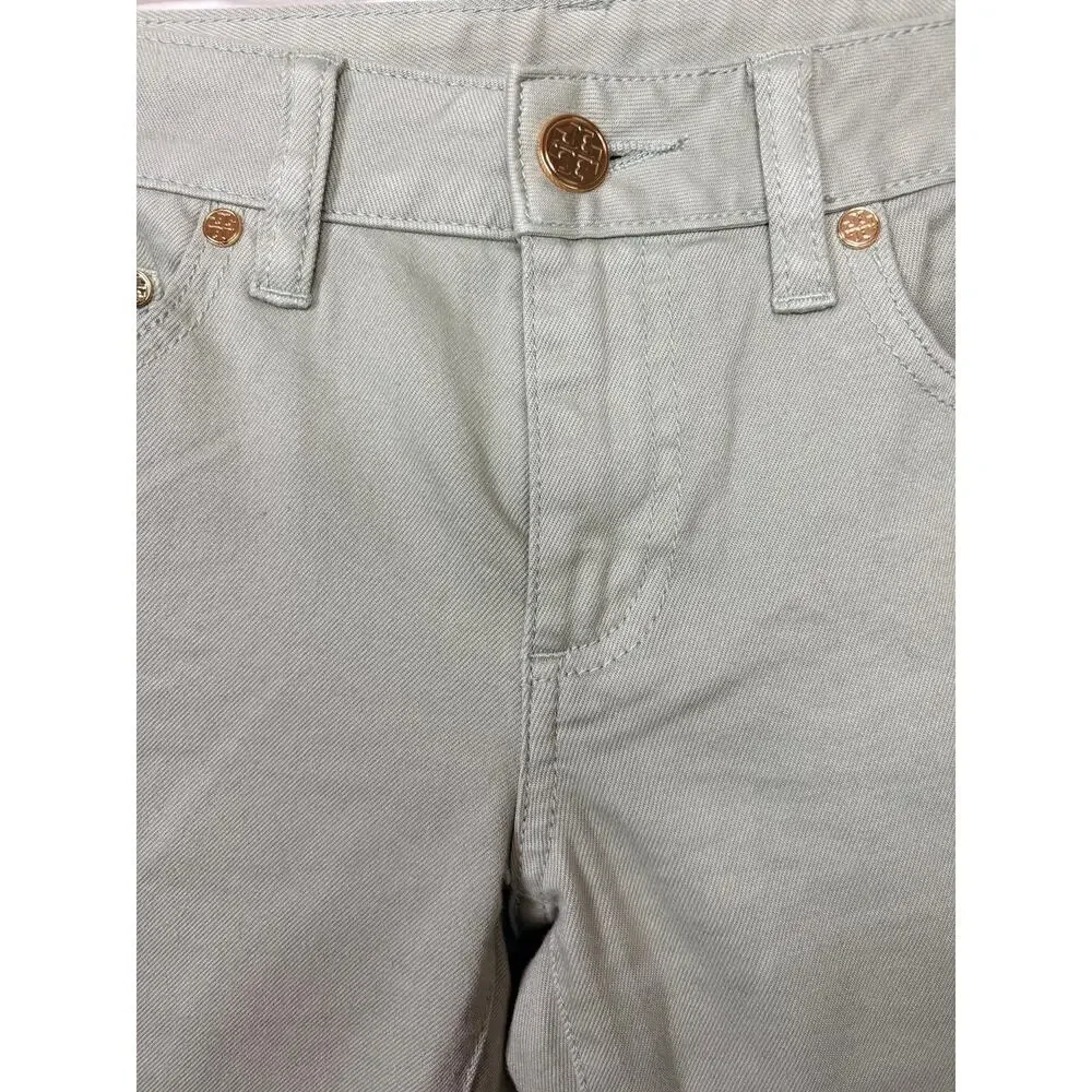 Tory Burch Alexa Cropped Skinny Jeans Light Green Size 25